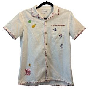 Disney X Old Navy White Short Sleeve Shirt with Embroidery Kids XL (14-16)
